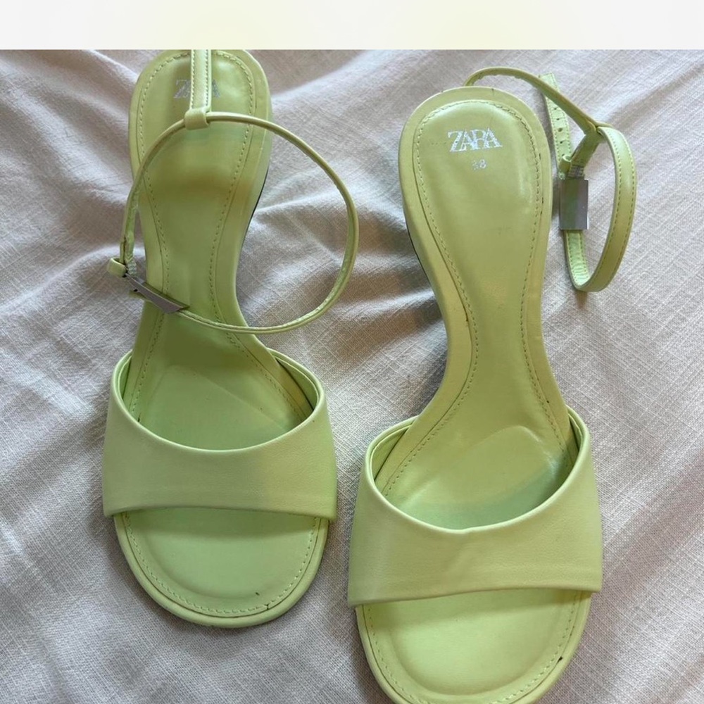 Zara Lime Green Ankle Strap Heels 7.5 - Picture 3 of 7